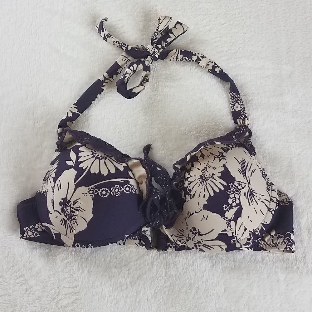Becca by Rebecca Virtue Purple Floral Bikini Top